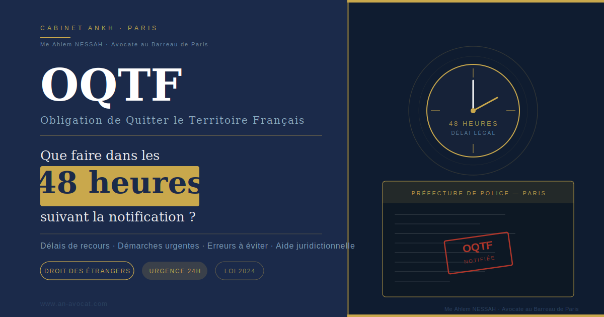 Avocat OQTF Paris - que faire dans les 48 heures - Cabinet ANKH